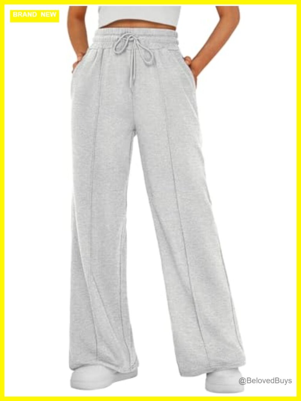 Wide Leg Sweatpants High Rise Drawstring Cotton Blend Lounge Pants
